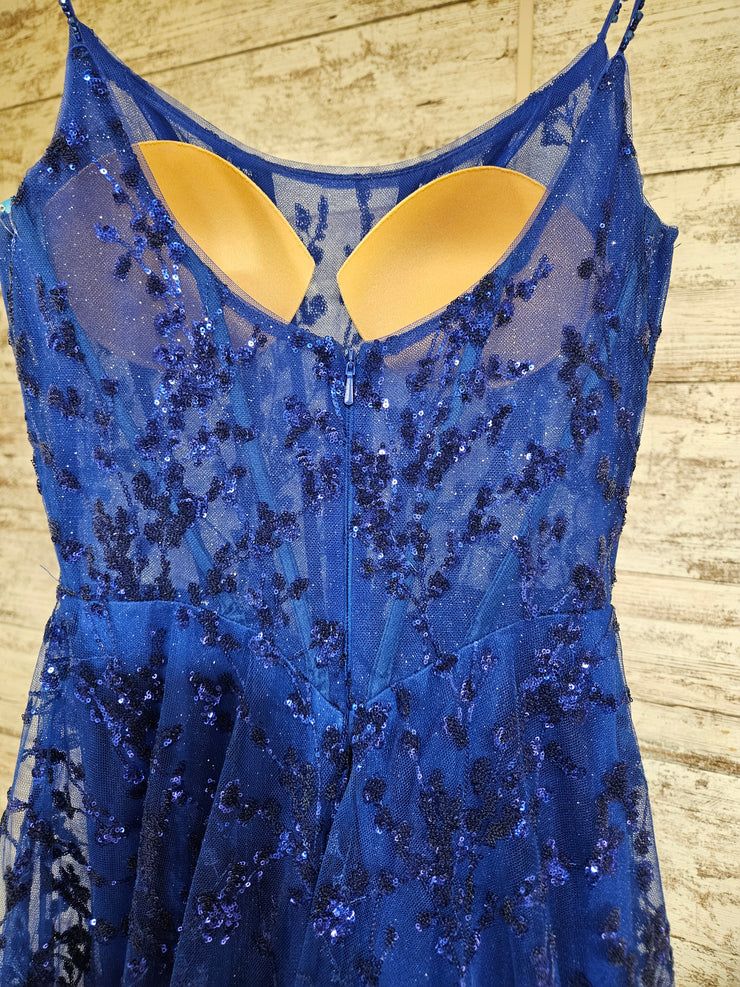 ROYAL BLUE SPARKLY A LINE GOWN
