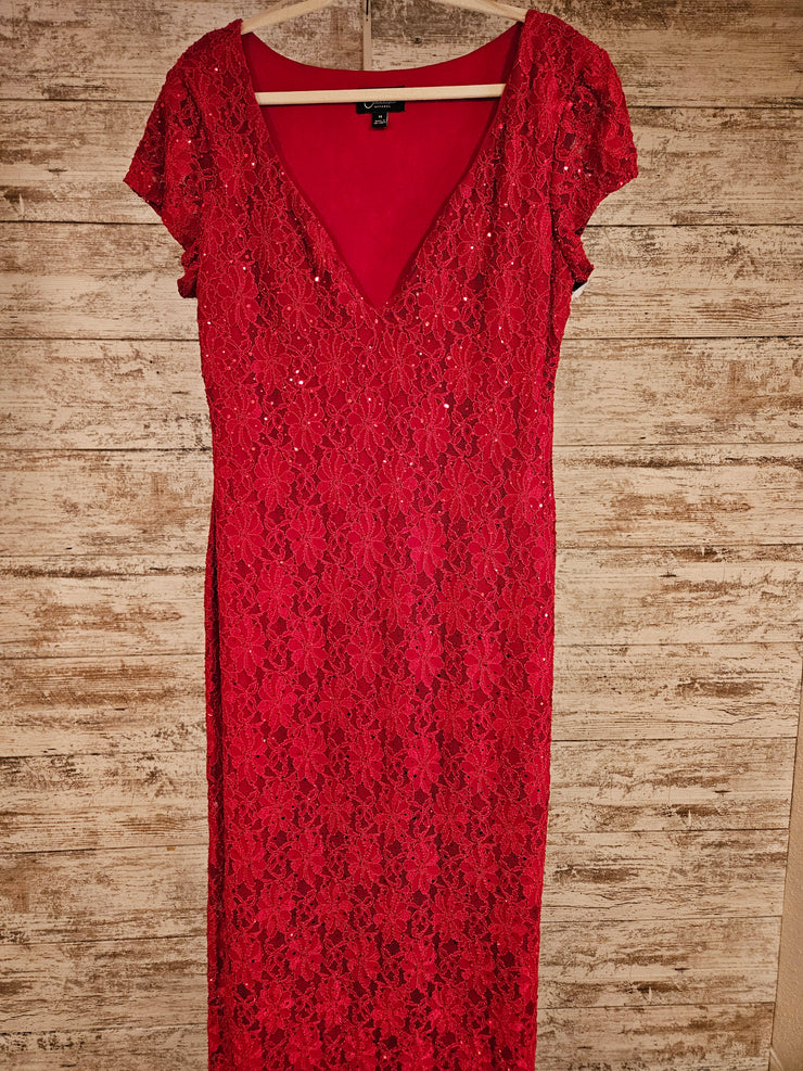 RED LACE LONG DRESS (NEW)