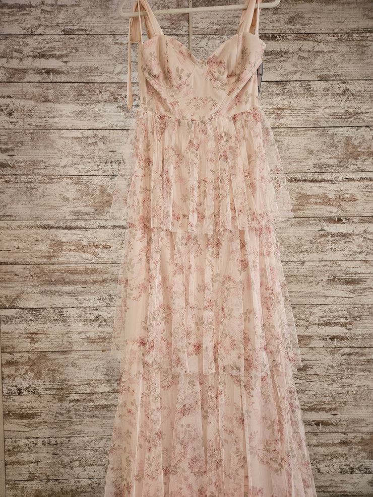 PINK/FLORAL A LINE GOWN (NEW)