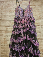 PURPLE/BLACK A LINE GOWN $800