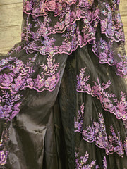 PURPLE/BLACK A LINE GOWN $800