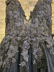 NAVY/FLORAL A LINE GOWN