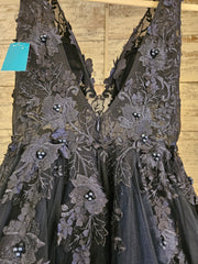 NAVY/FLORAL A LINE GOWN