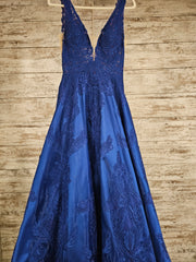 ROYAL BLUE/FLORAL A LINE GOWN