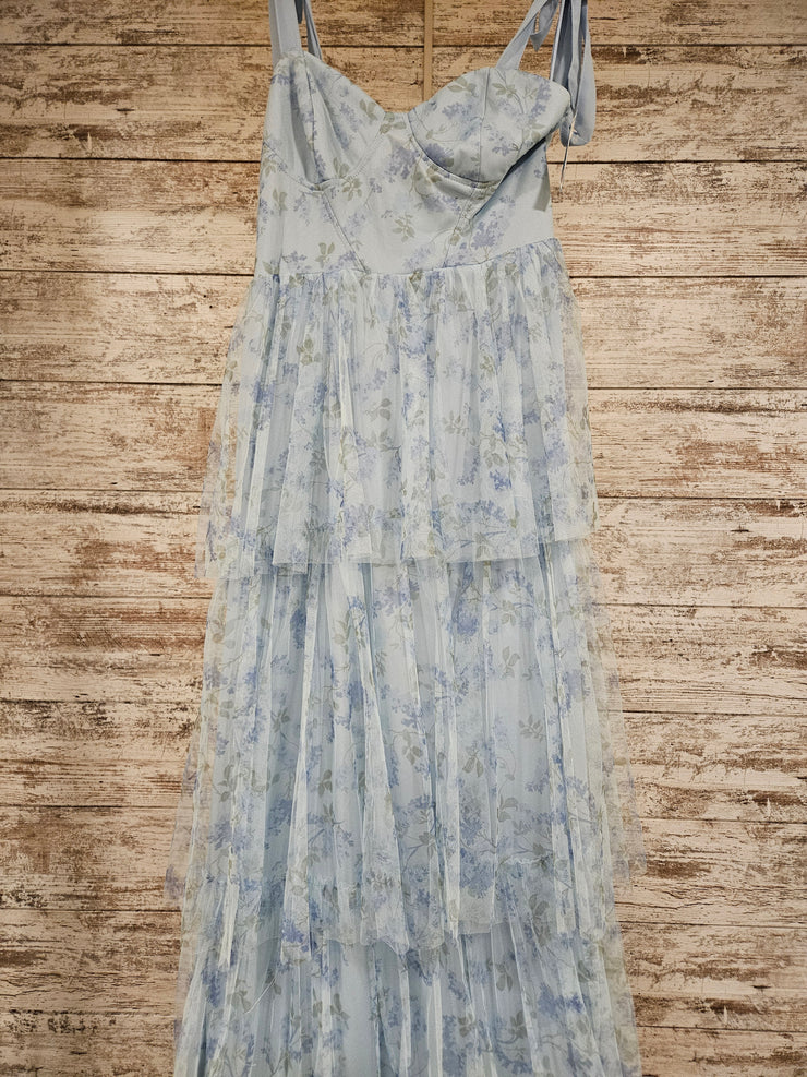 BLUE/FLORAL A LINE GOWN (NEW)