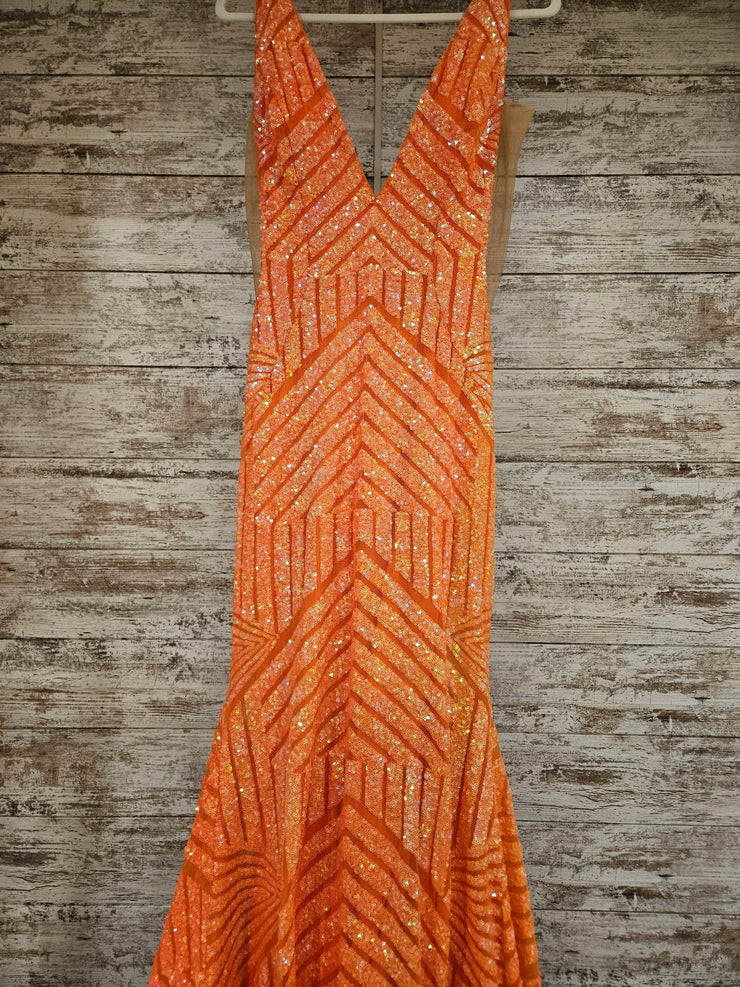 ORANGE SPARKLY LONG DRESS
