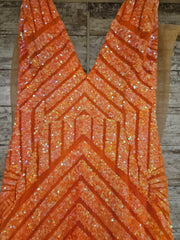 ORANGE SPARKLY LONG DRESS