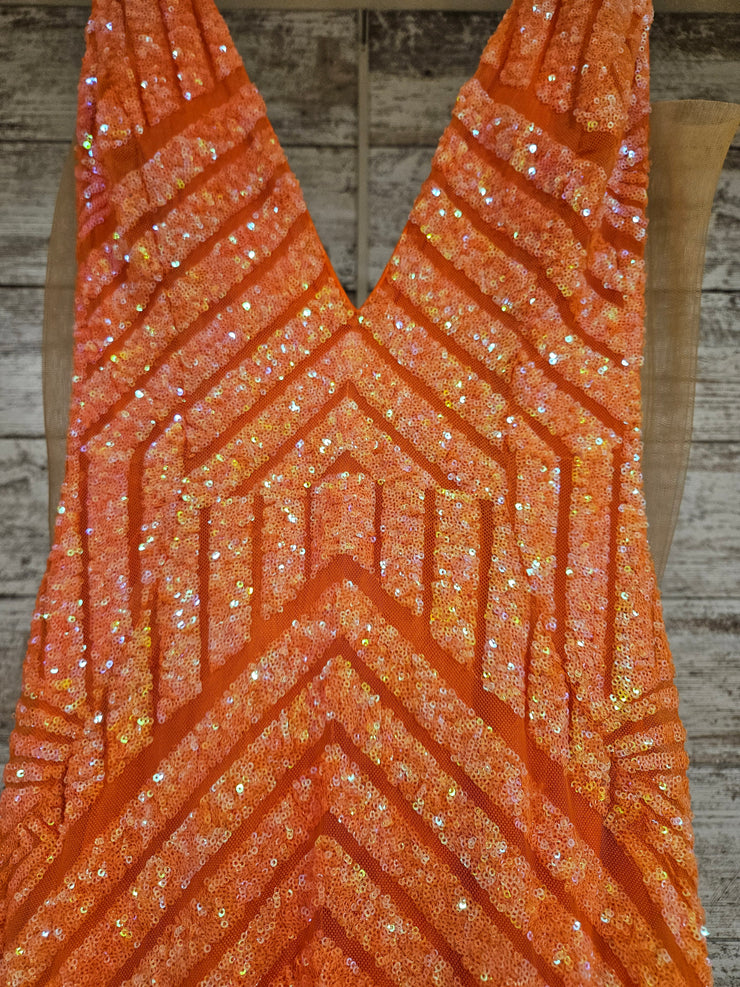 ORANGE SPARKLY LONG DRESS