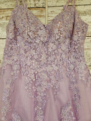 LAVENDER SPARKLY A LINE GOWN