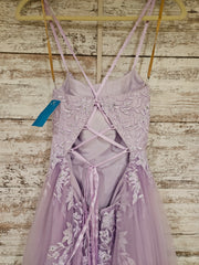 LAVENDER/FLORAL A LINE GOWN