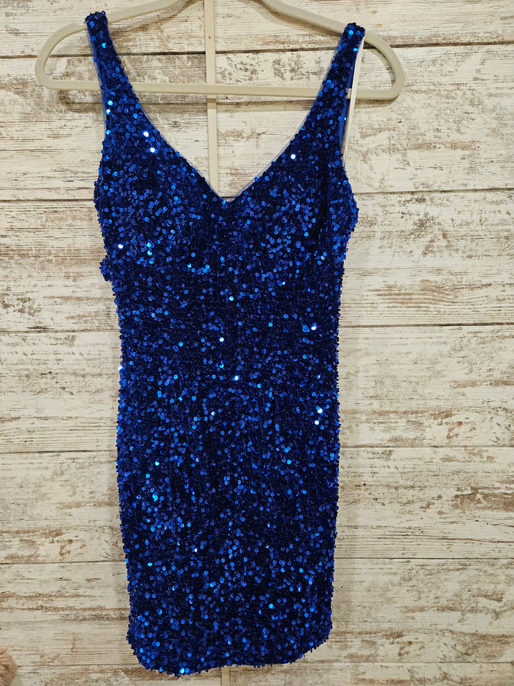 ROYAL BLUE SPARKLY SHORT DRESS