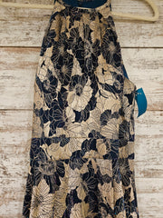 BLUE/GOLD FLORAL A LINE GOWN