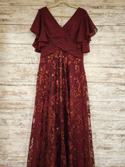 BURGUNDY LONG EVENING GOWN