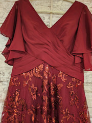 BURGUNDY LONG EVENING GOWN