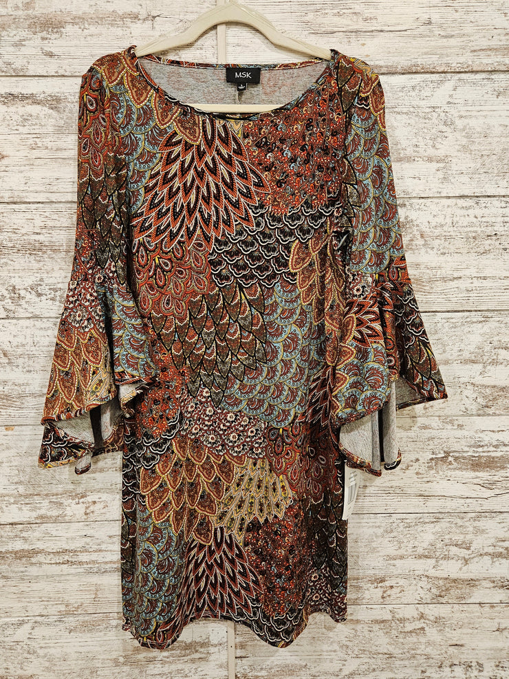 BROWN/COLORFUL SHORT DRESS-NEW