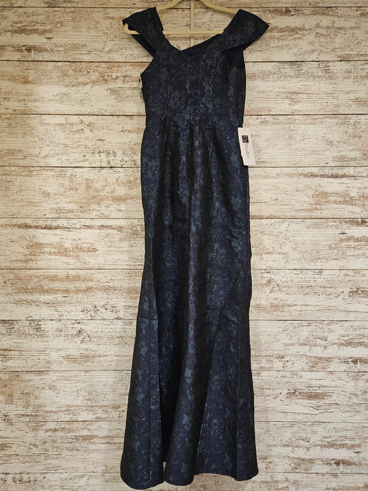 NAVY/GREEN LONG DRESS (NEW)