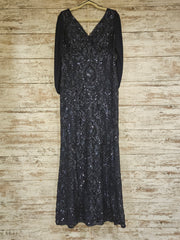 NAVY SPARKLY LONG EVENING GOWN