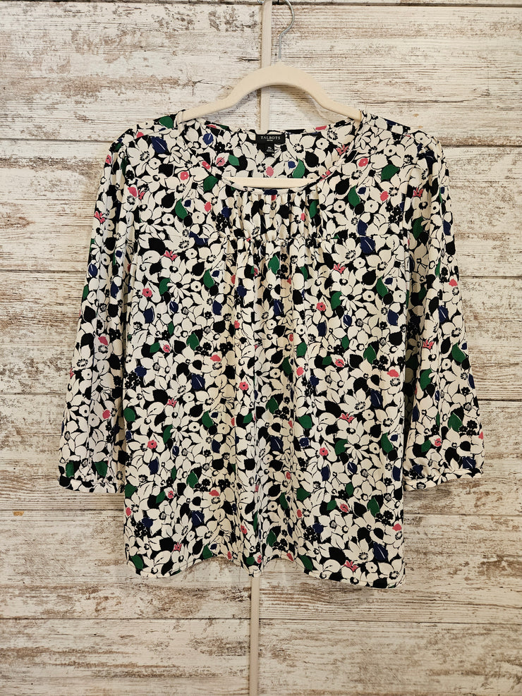 WHITE/FLORAL LONG SLEEVE TOP