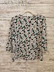 WHITE/FLORAL LONG SLEEVE TOP