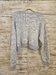 BLUE/WHITE CROP SWEATER