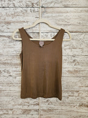 TAN SHIMMERY SLEEVELESS TOP