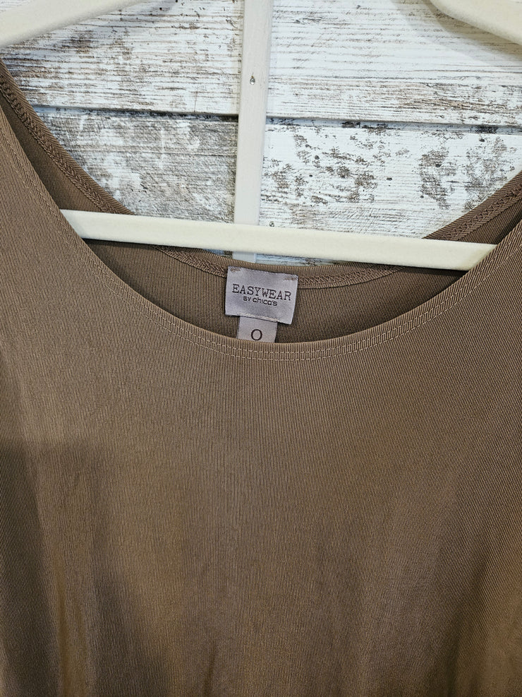 TAN SHIMMERY SLEEVELESS TOP