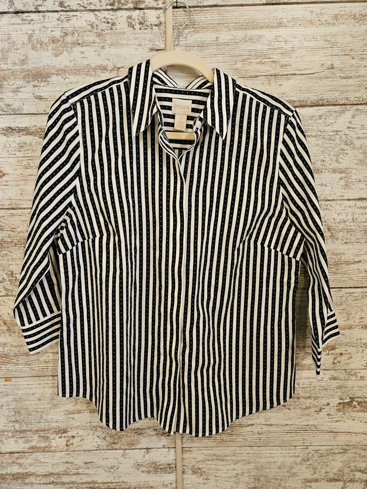 BLACK/WHITE LONG SLEEVE SHIRT