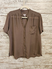 BROWN SHORT SLEEVE BLOUSE