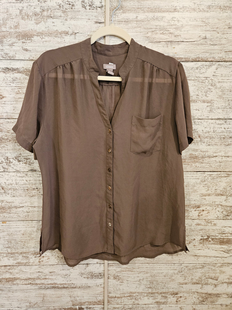 BROWN SHORT SLEEVE BLOUSE