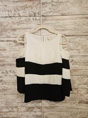 BLACK/WHITE COLD SHOULDER TOP