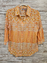 ORANGE/WHITE LONG SLEEVE TOP