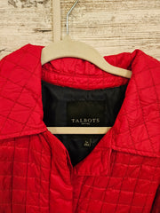 RED QUILTED LONG COAT $249