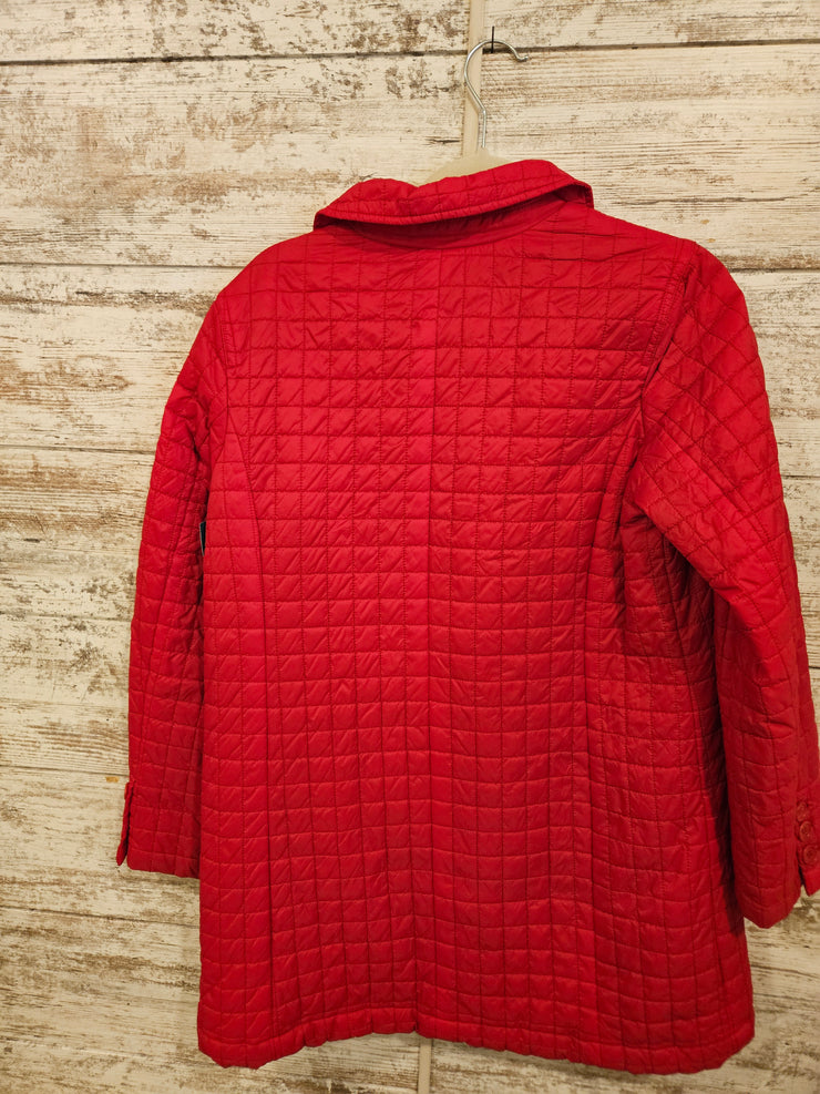 RED QUILTED LONG COAT $249