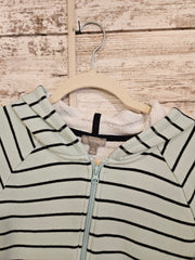 GREEN STRIPED HOODED ZIP UP