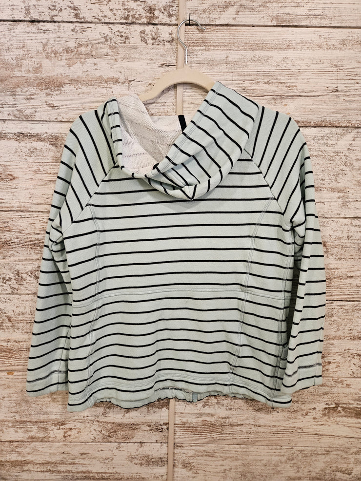 GREEN STRIPED HOODED ZIP UP