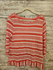 ORANGE/WHITE LONG SLEEVE TOP