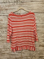 ORANGE/WHITE LONG SLEEVE TOP