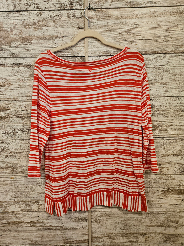 ORANGE/WHITE LONG SLEEVE TOP