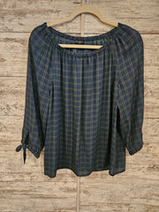 NAVY/GREEN PLAID TOP $89