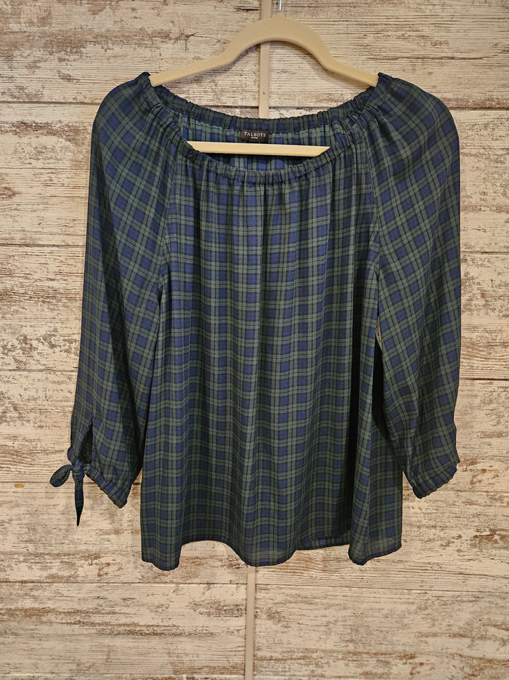 NAVY/GREEN PLAID TOP $89