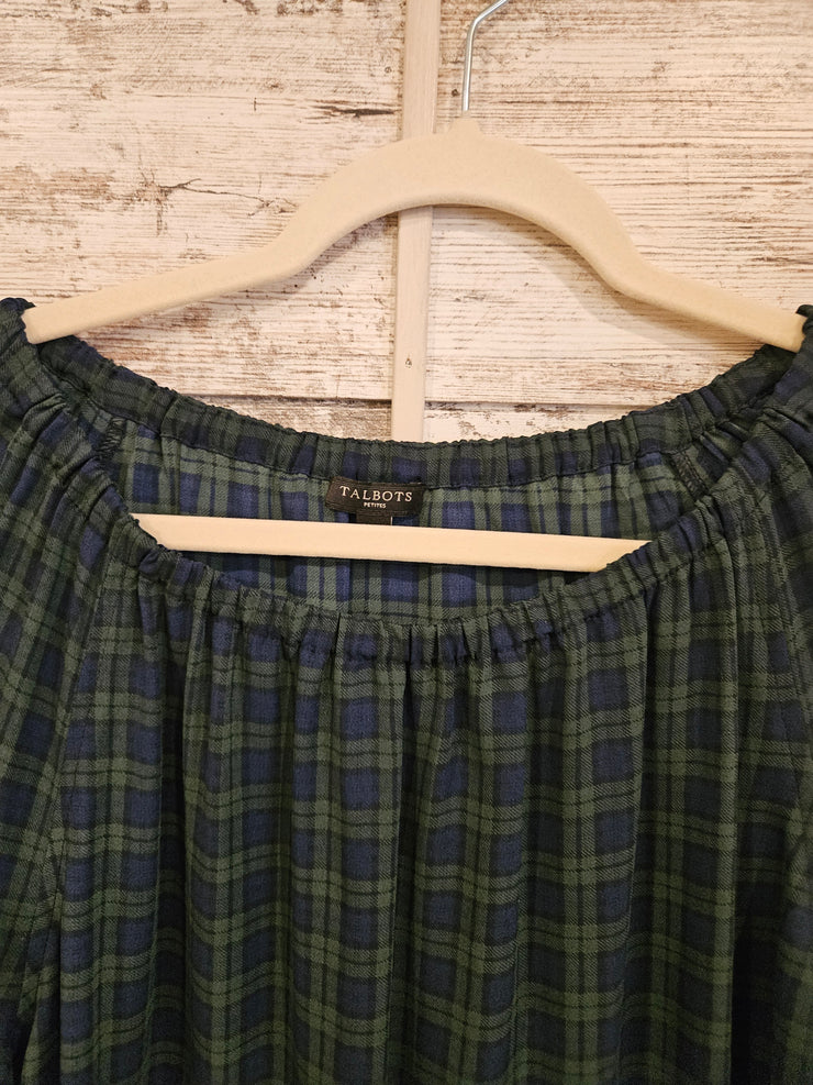 NAVY/GREEN PLAID TOP $89
