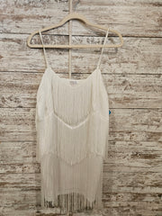 WHITE FRINGE SHORT DRESS