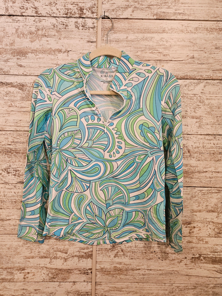 BLUE/GREEN LONG SLEEVE TOP $95