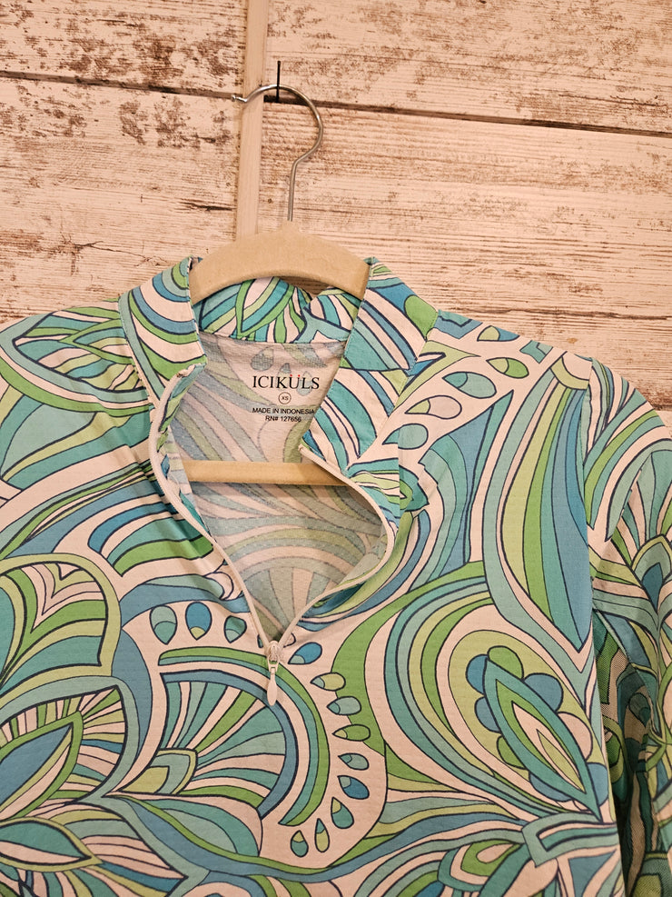 BLUE/GREEN LONG SLEEVE TOP $95