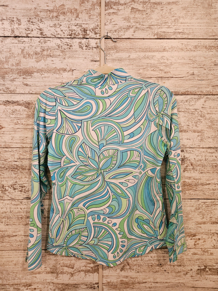 BLUE/GREEN LONG SLEEVE TOP $95