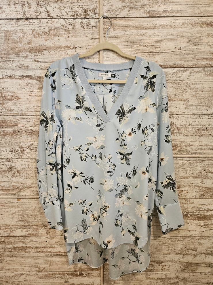 BLUE/FLORAL LONG SLEEVE TUNIC