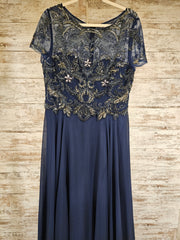 NAVY BEADED TOP LONG DRESS