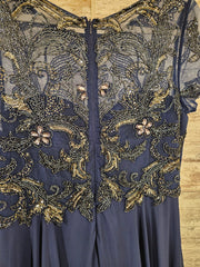 NAVY BEADED TOP LONG DRESS