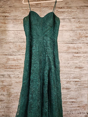 GREEN/FLORAL A LINE GOWN