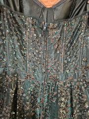 GREEN SPARKLY A LINE GOWN -NEW